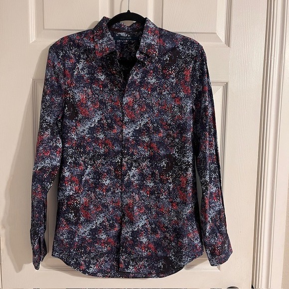 Perry Ellis Stretch Button Down‎ Shirt Abstract Print Long Sleeve Size Small - Picture 1 of 8